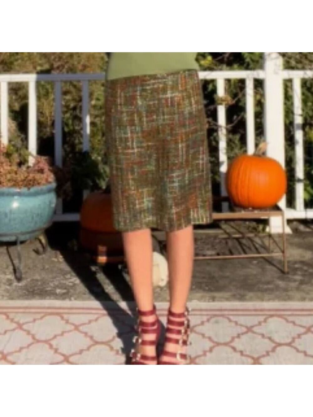 Coldwater Creek Tweed Pencil Skirt Plaid Size 8 Office Business Casual EUC